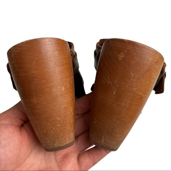 Madewell “1937 Footwear” Brown Leather Tassels Chunky Clog boho heels Size 7 - Picture 10 of 10